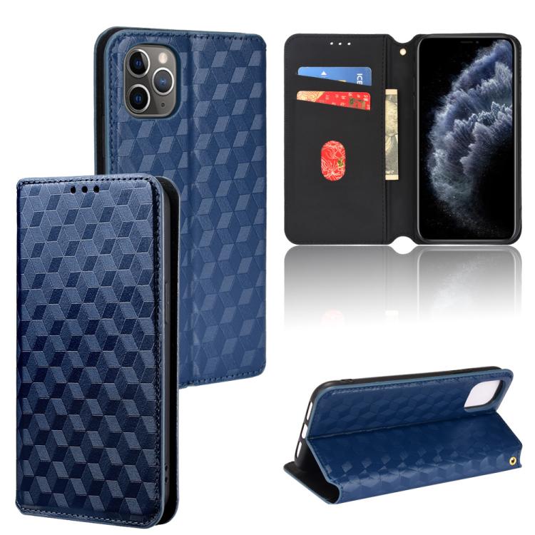 Cubic Grid Texture Flip Leather Phone Case