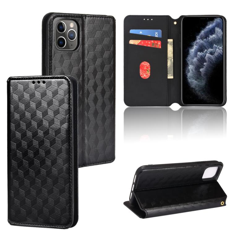Cubic Grid Texture Flip Leather Phone Case