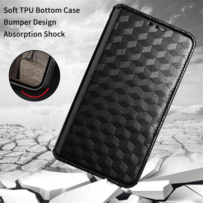 Cubic Grid Texture Flip Leather Phone Case