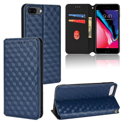 Cubic Grid Texture Flip Leather Phone Case