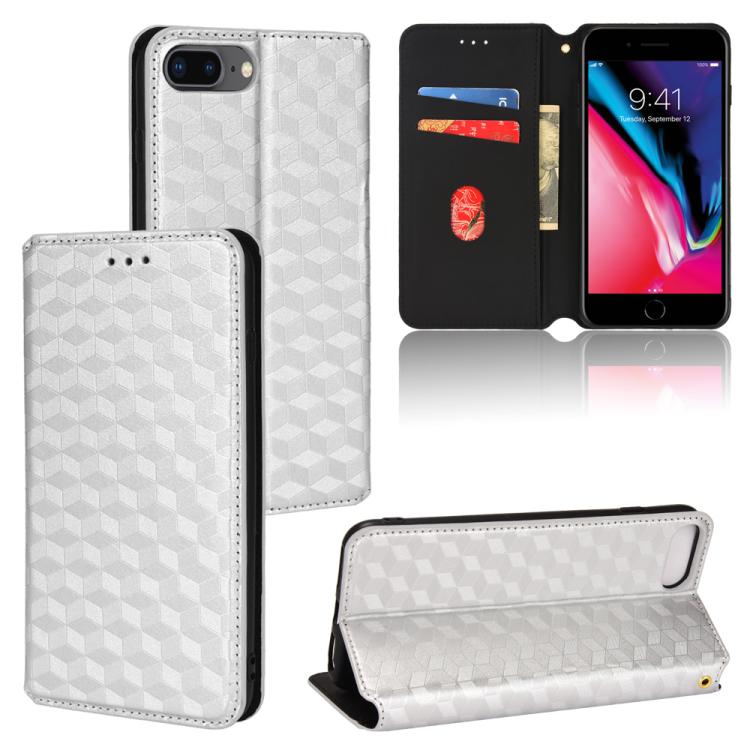 Cubic Grid Texture Flip Leather Phone Case
