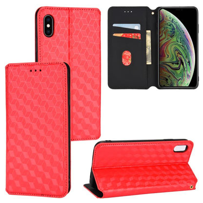 Cubic Grid Texture Flip Leather Phone Case