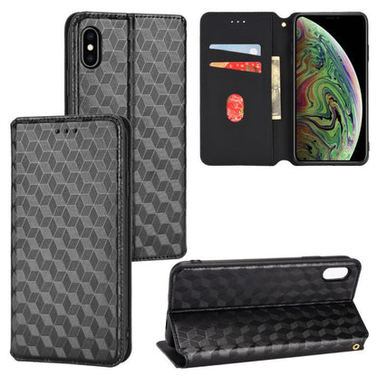 Cubic Grid Texture Flip Leather Phone Case