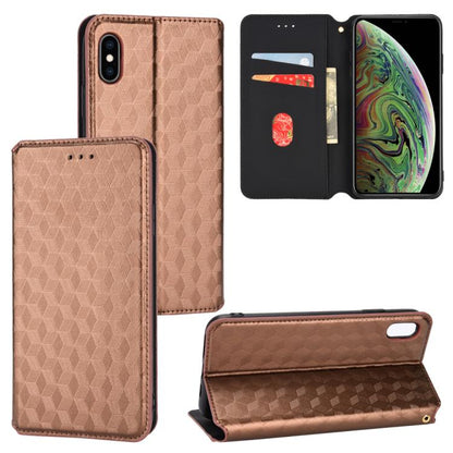 Cubic Grid Texture Flip Leather Phone Case