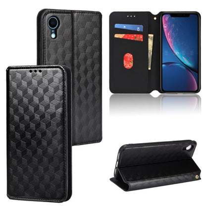 Cubic Grid Texture Flip Leather Phone Case