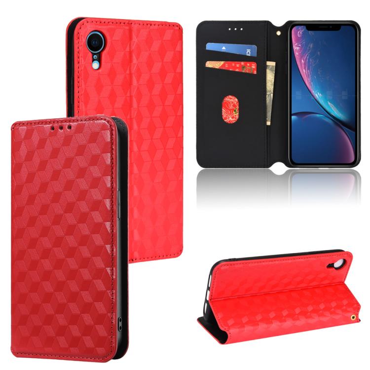 Cubic Grid Texture Flip Leather Phone Case