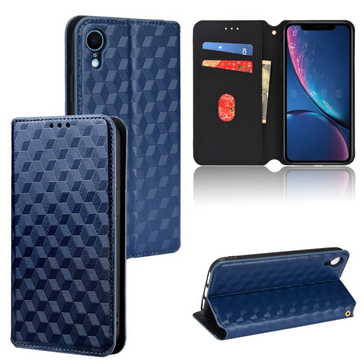 Cubic Grid Texture Flip Leather Phone Case