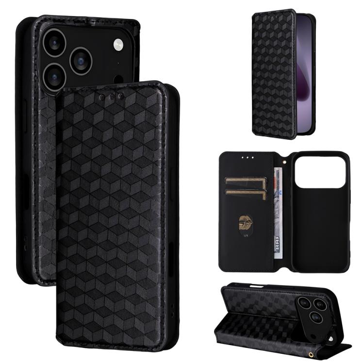 Cubic Grid Texture Flip Leather Phone Case