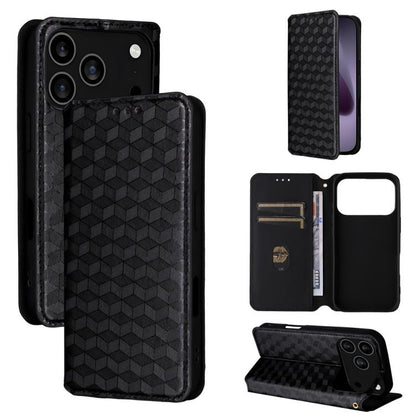 Cubic Grid Texture Flip Leather Phone Case