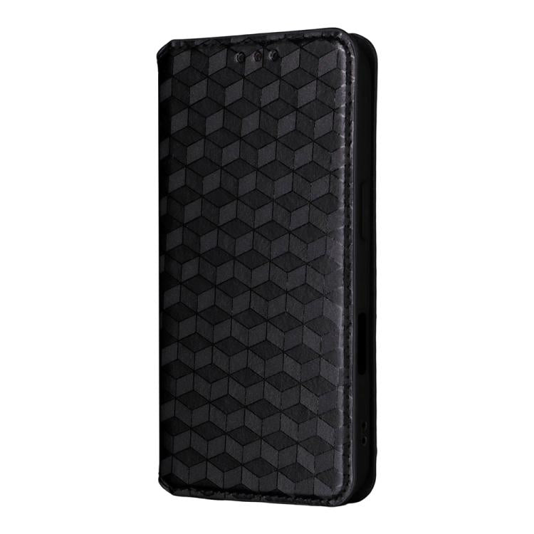 Cubic Grid Texture Flip Leather Phone Case