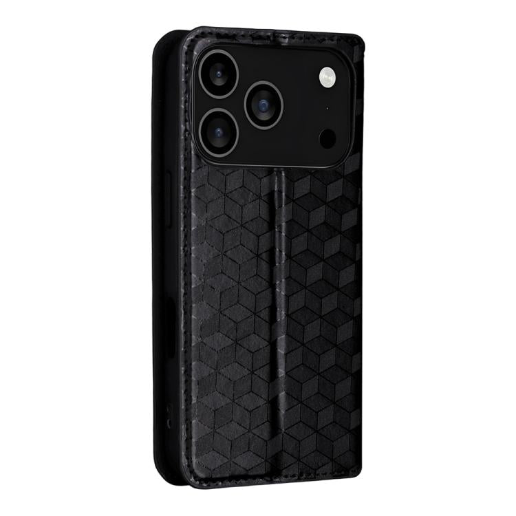 Cubic Grid Texture Flip Leather Phone Case