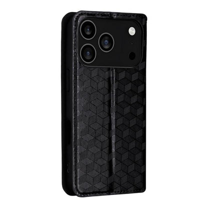 Cubic Grid Texture Flip Leather Phone Case