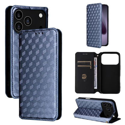 Cubic Grid Texture Flip Leather Phone Case
