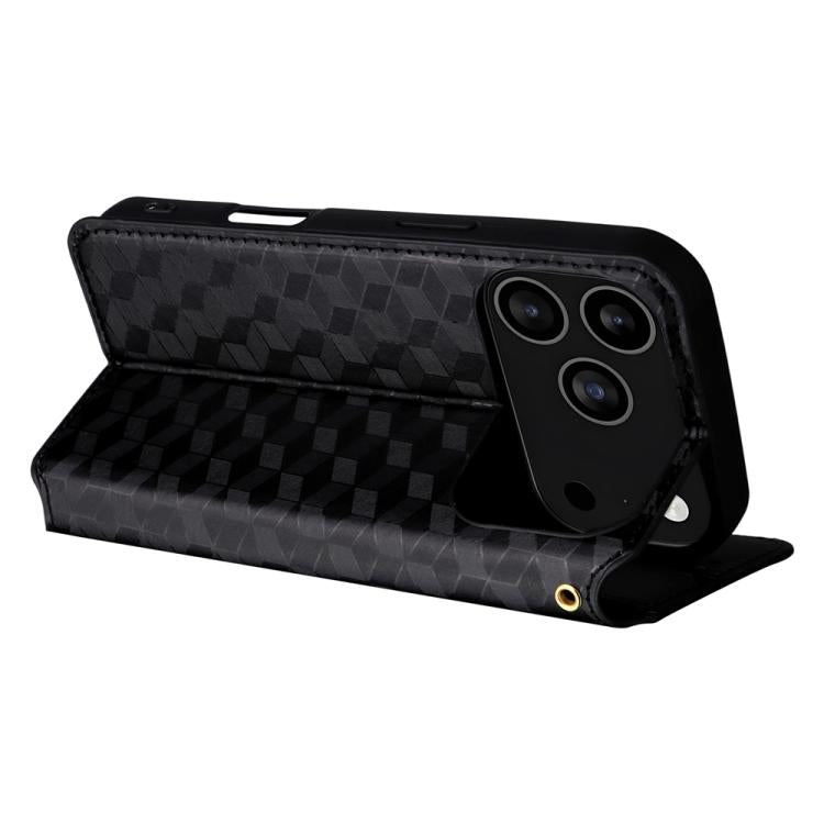 Cubic Grid Texture Flip Leather Phone Case, For iPhone 18 Pro / 17 Pro, For iPhone 18 Pro Max / 17 Pro Max, For iPhone 17e / 16e, For iPhone Air