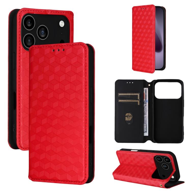 Cubic Grid Texture Flip Leather Phone Case