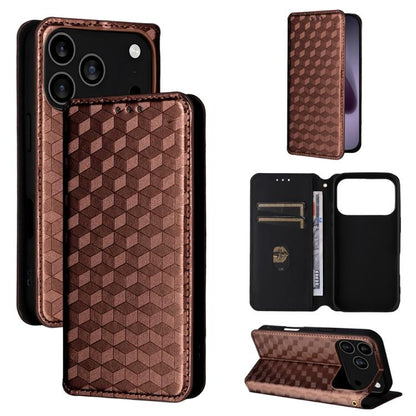 Cubic Grid Texture Flip Leather Phone Case