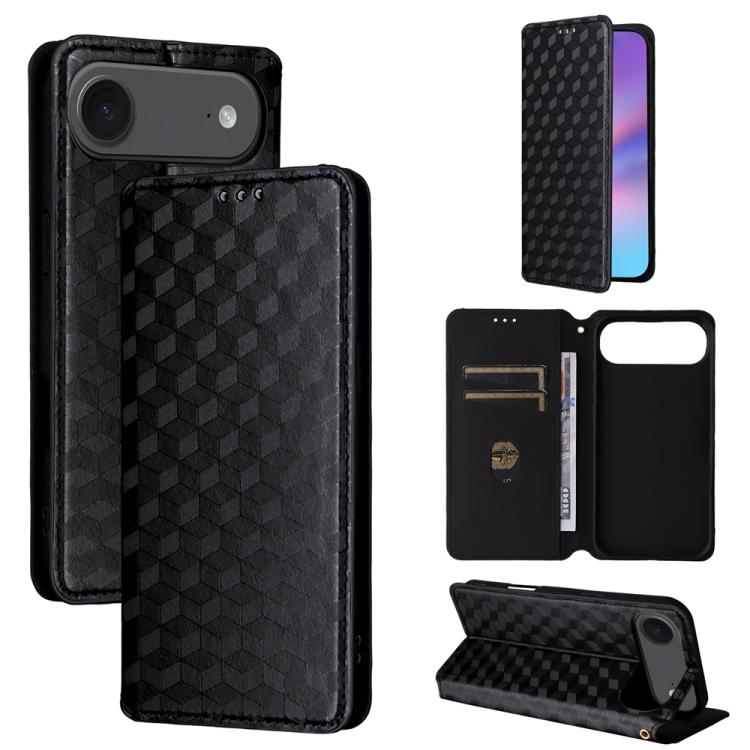 Cubic Grid Texture Flip Leather Phone Case