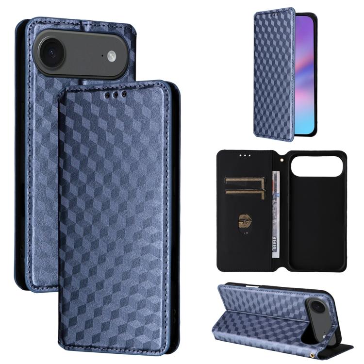 Cubic Grid Texture Flip Leather Phone Case