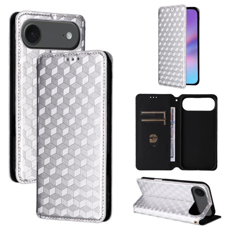 Cubic Grid Texture Flip Leather Phone Case