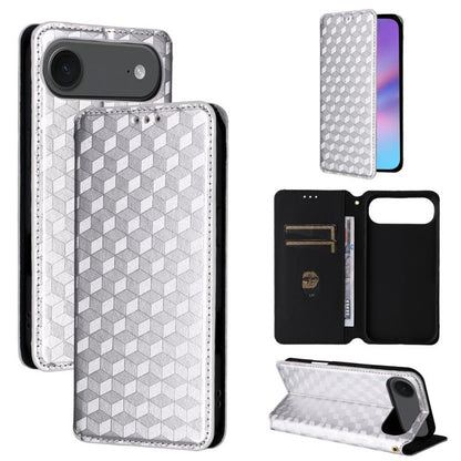 Cubic Grid Texture Flip Leather Phone Case