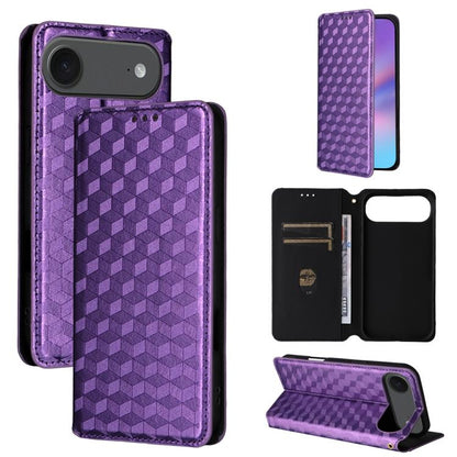 Cubic Grid Texture Flip Leather Phone Case