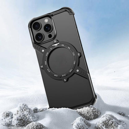 S Shaped 360 Holder Airbag Frameless Metal Phone Case, For iPhone 14, For iPhone 14 Pro, For iPhone 14 Pro Max, For iPhone 13 Pro Max, For iPhone 13 Pro, For iPhone 13
