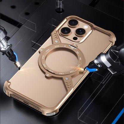 S Shaped 360 Holder Airbag Frameless Metal Phone Case, For iPhone 14, For iPhone 14 Pro, For iPhone 14 Pro Max, For iPhone 13 Pro Max, For iPhone 13 Pro, For iPhone 13
