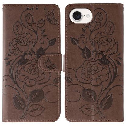 Rose Butterfly Embossed Leather Phone Case, For iPhone 18 Pro / 17 Pro, For iPhone 18 Pro Max / 17 Pro Max, For iPhone 17e / 16e, For iPhone 17