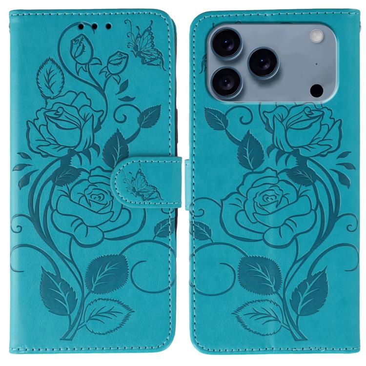 Rose Butterfly Embossed Leather Phone Case
