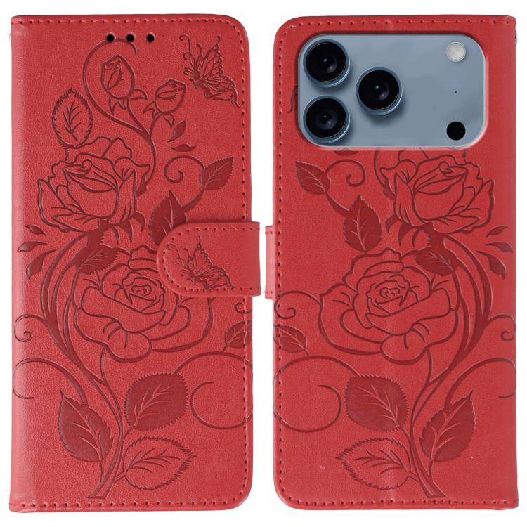 Rose Butterfly Embossed Leather Phone Case