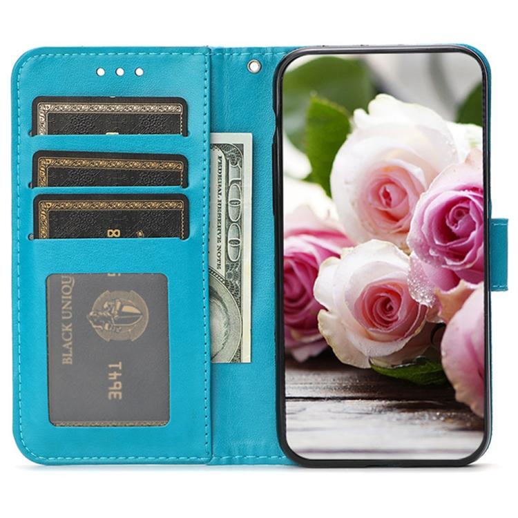 Rose Butterfly Embossed Leather Phone Case, For iPhone 18 Pro / 17 Pro, For iPhone 18 Pro Max / 17 Pro Max, For iPhone 17e / 16e, For iPhone 17