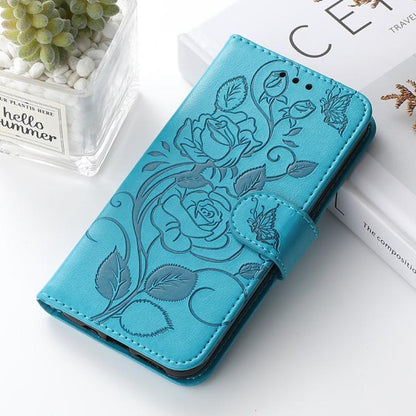Rose Butterfly Embossed Leather Phone Case, For iPhone 18 Pro / 17 Pro, For iPhone 18 Pro Max / 17 Pro Max, For iPhone 17e / 16e, For iPhone 17