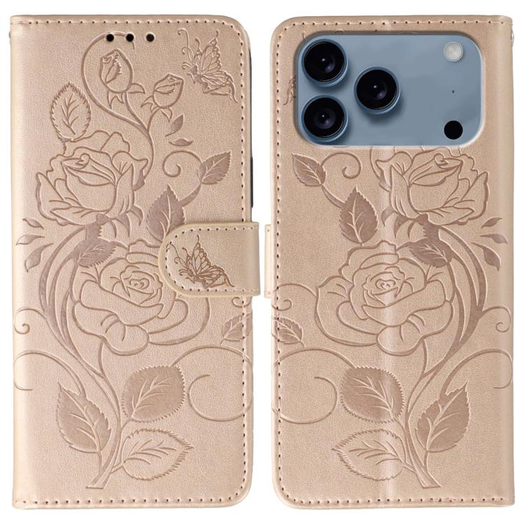 Rose Butterfly Embossed Leather Phone Case