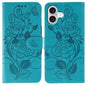 Rose Butterfly Embossed Leather Phone Case, For iPhone 17e / 16e, For iPhone 17 Pro Max, For iPhone 17 Pro, For iPhone 17
