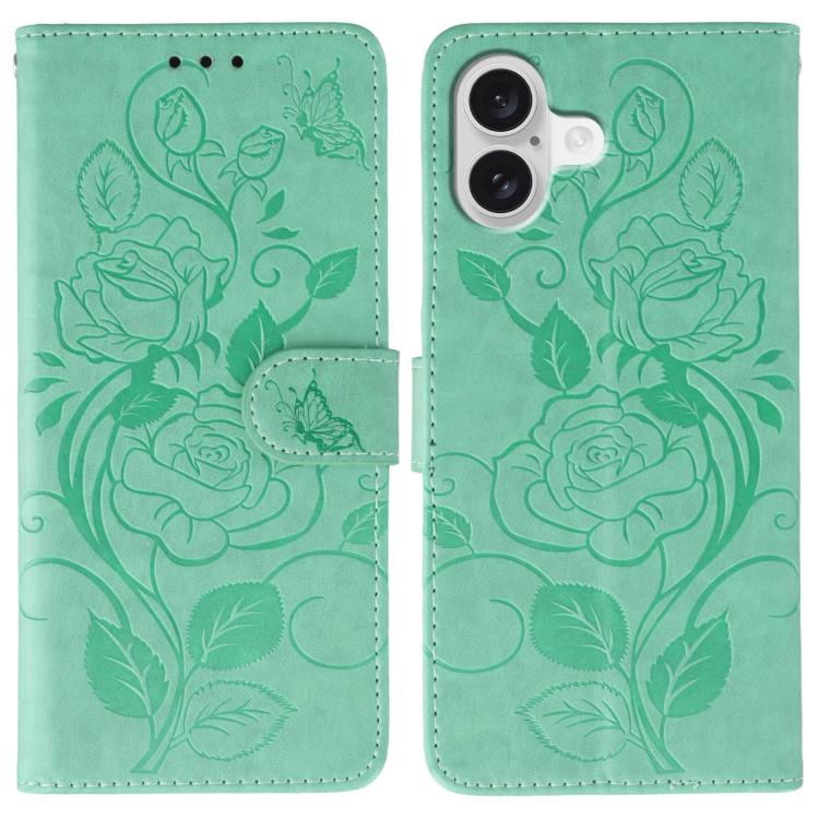 Rose Butterfly Embossed Leather Phone Case, For iPhone 18 Pro / 17 Pro, For iPhone 18 Pro Max / 17 Pro Max, For iPhone 17e / 16e, For iPhone 17
