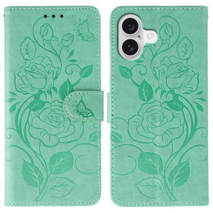 Rose Butterfly Embossed Leather Phone Case, For iPhone 18 Pro / 17 Pro, For iPhone 18 Pro Max / 17 Pro Max, For iPhone 17e / 16e, For iPhone 17