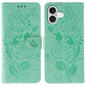 Rose Butterfly Embossed Leather Phone Case, For iPhone 18 Pro / 17 Pro, For iPhone 18 Pro Max / 17 Pro Max, For iPhone 17e / 16e, For iPhone 17