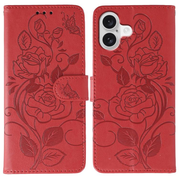 Rose Butterfly Embossed Leather Phone Case