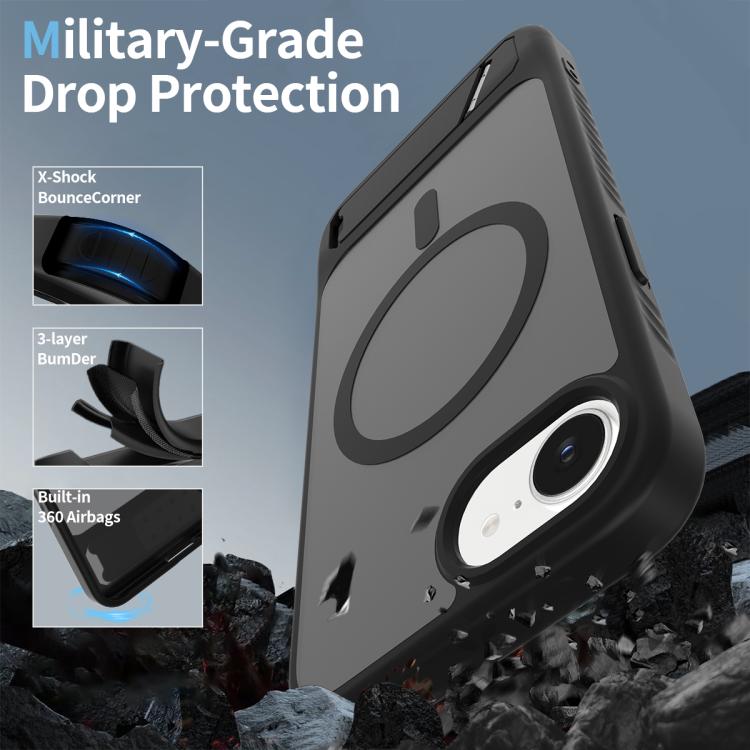 Frosted Holder PC Hybrid TPU MagSafe Phone Case, For iPhone 16e, For iPhone 16 Pro Max, For iPhone 16 Pro, For iPhone 16 Plus