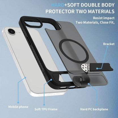 Frosted Holder PC Hybrid TPU MagSafe Phone Case, For iPhone 16e, For iPhone 16 Pro Max, For iPhone 16 Pro, For iPhone 16 Plus