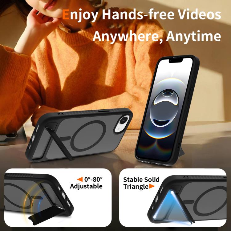 Frosted Holder PC Hybrid TPU MagSafe Phone Case, For iPhone 16e, For iPhone 16 Pro Max, For iPhone 16 Pro, For iPhone 16 Plus