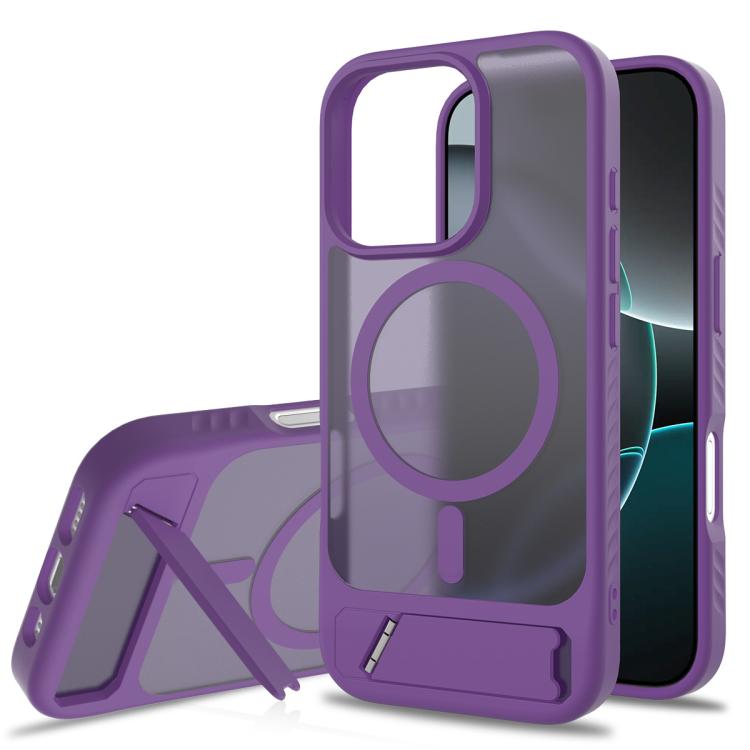 Frosted Holder PC Hybrid TPU MagSafe Phone Case, For iPhone 16e, For iPhone 16 Pro Max, For iPhone 16 Pro, For iPhone 16 Plus
