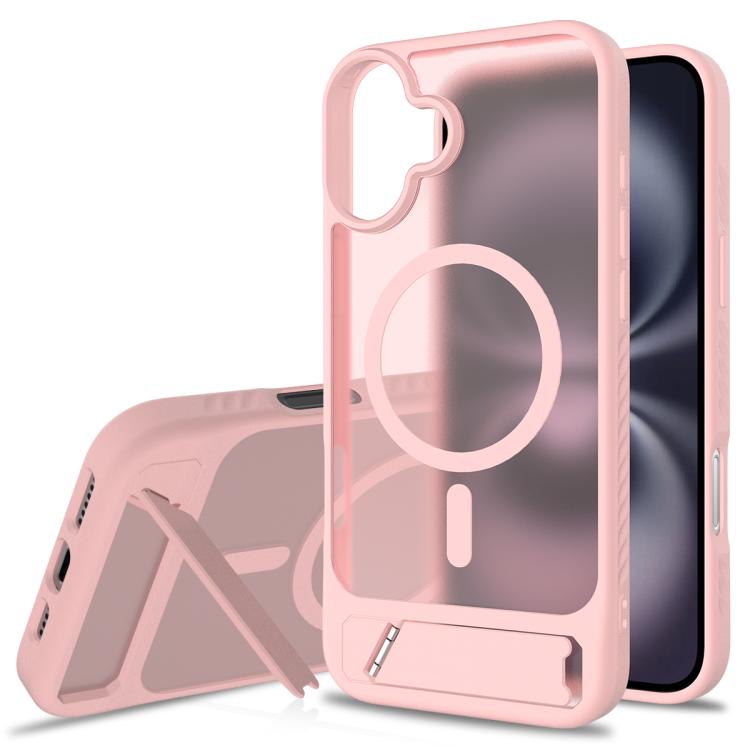 Frosted Holder PC Hybrid TPU MagSafe Phone Case, For iPhone 16e, For iPhone 16 Pro Max, For iPhone 16 Pro, For iPhone 16 Plus