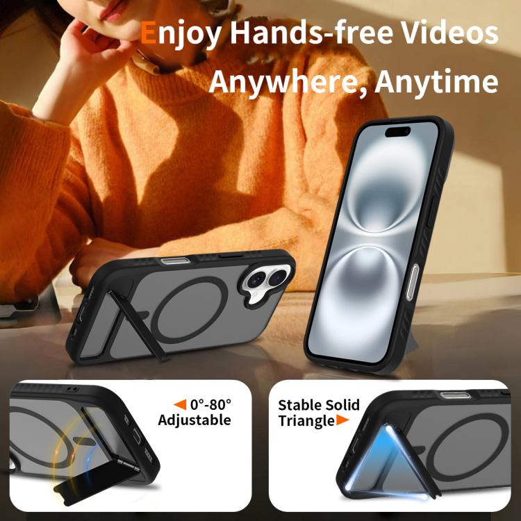 Frosted Holder PC Hybrid TPU MagSafe Phone Case, For iPhone 16, For iPhone 15 Pro Max, For iPhone 15 Pro, For iPhone 15 Plus