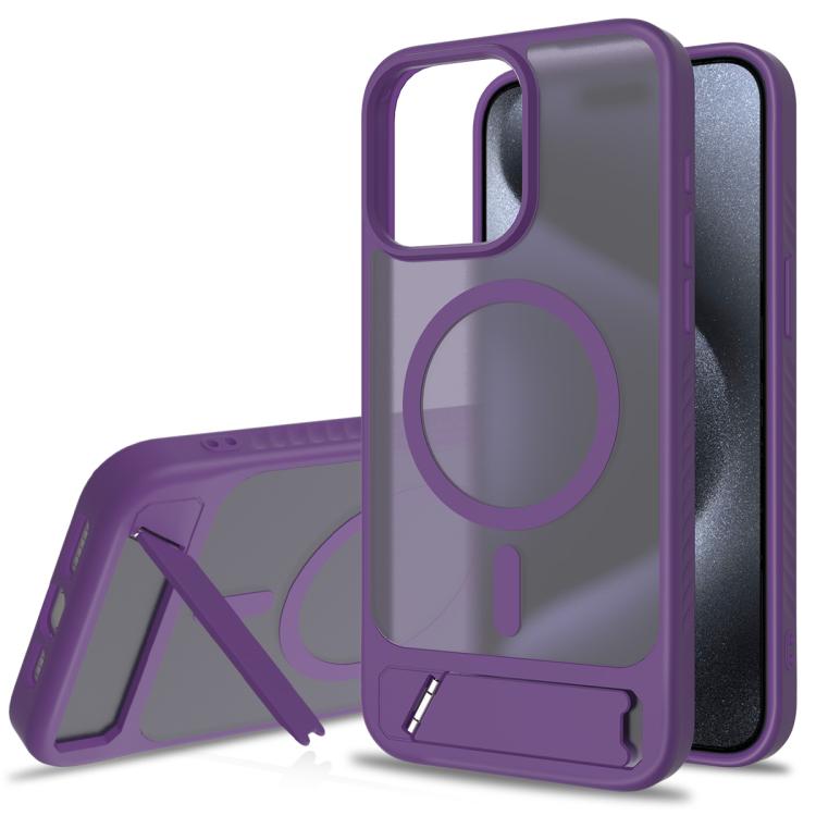 Frosted Holder PC Hybrid TPU MagSafe Phone Case, For iPhone 16, For iPhone 15 Pro Max, For iPhone 15 Pro, For iPhone 15 Plus