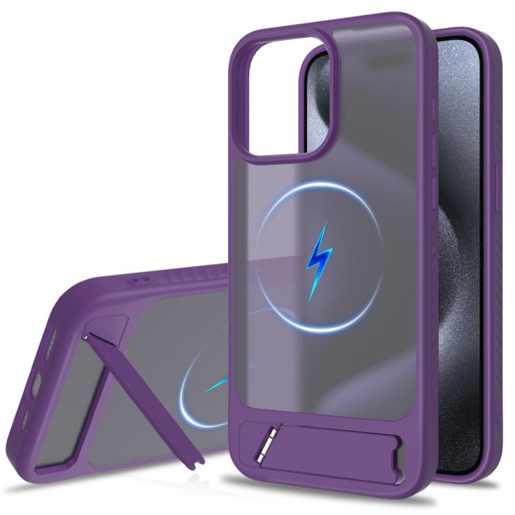 Frosted Holder PC Hybrid TPU MagSafe Phone Case, For iPhone 16, For iPhone 15 Pro Max, For iPhone 15 Pro, For iPhone 15 Plus