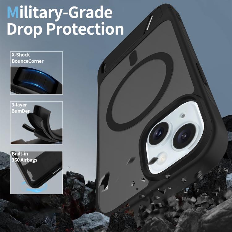 Frosted Holder PC Hybrid TPU MagSafe Phone Case, For iPhone 15, For iPhone 14 Plus, For iPhone 14, For iPhone 14 Pro