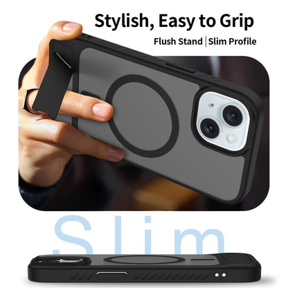 Frosted Holder PC Hybrid TPU MagSafe Phone Case, For iPhone 15, For iPhone 14 Plus, For iPhone 14, For iPhone 14 Pro