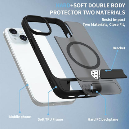 Frosted Holder PC Hybrid TPU MagSafe Phone Case, For iPhone 15, For iPhone 14 Plus, For iPhone 14, For iPhone 14 Pro