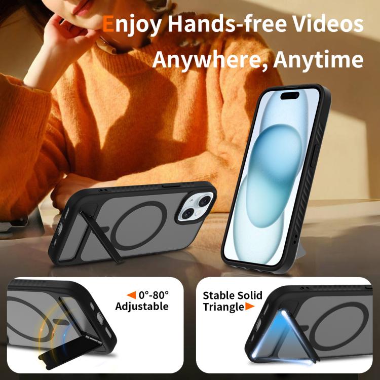 Frosted Holder PC Hybrid TPU MagSafe Phone Case, For iPhone 15, For iPhone 14 Plus, For iPhone 14, For iPhone 14 Pro
